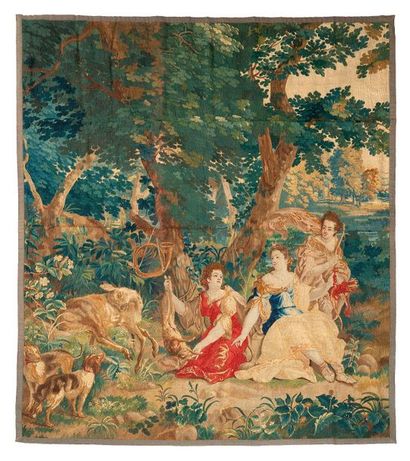 Tapisserie de Lille en laine et soie, fin...