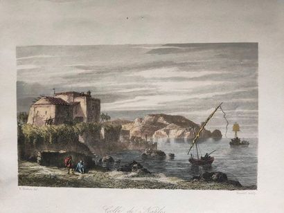 Gravure représentant le Golfe de Naples -...