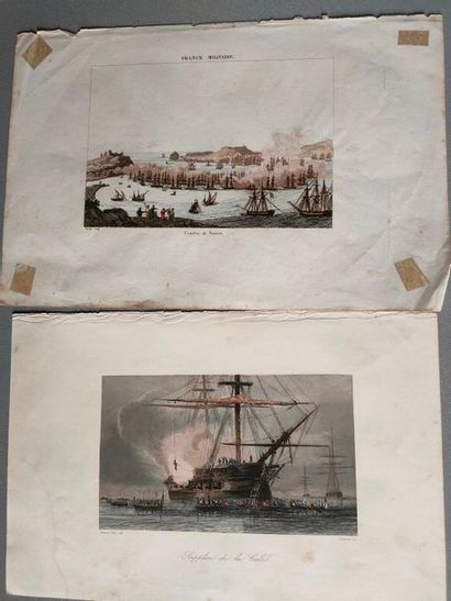 Deux Gravures maritimes sur papier fin -...
